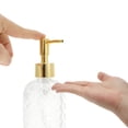 thumbnail image 3 of Unique Bargains 1 Pc Cylinder Argyle Soap Dispenser 12.17oz Clear Gold Tone, 3 of 6