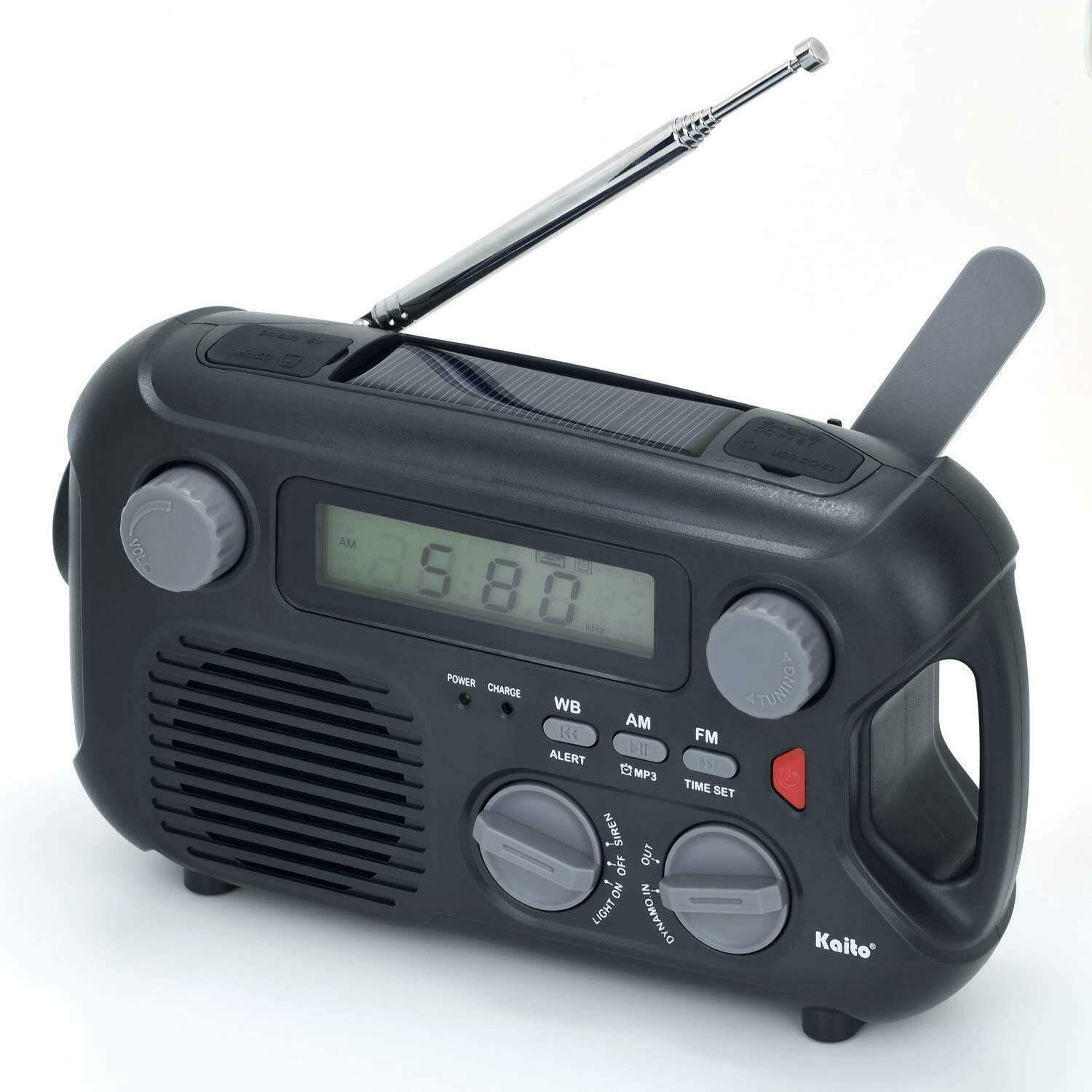 Kaito KA580 Emergency Radio with Solar Dynamo Crank AM FM NOAA Weather Receiver - Black