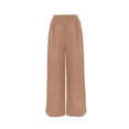 thumbnail image 4 of Wutalume Wide Leg Pants for Women Summer Casual, Flowing Beach Trousers with Elastic Waist for Vacation, Cruise, Holiday,Beige L, 4 of 5