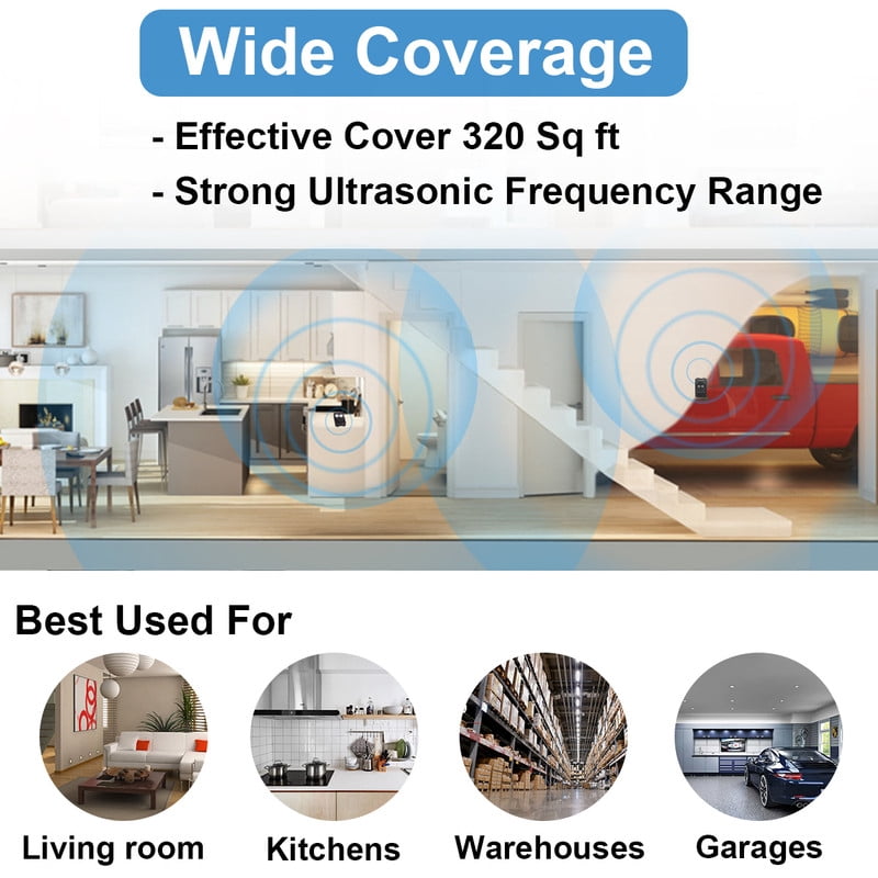 2 Pack Under Hood Rodent Repeller for Car, Ultrasonic Mouse Deterrent with LED Strobe Light, Battery Powered for Vehicle Engine, Truck, RV, Garage