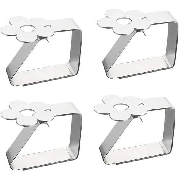 Pinzas para manteles para mesas de comedor al aire libre, 4 piezas, pinzas para mesas de picnic de acero inoxidable grueso y resistente, pinzas para manteles ideales para exteriores e