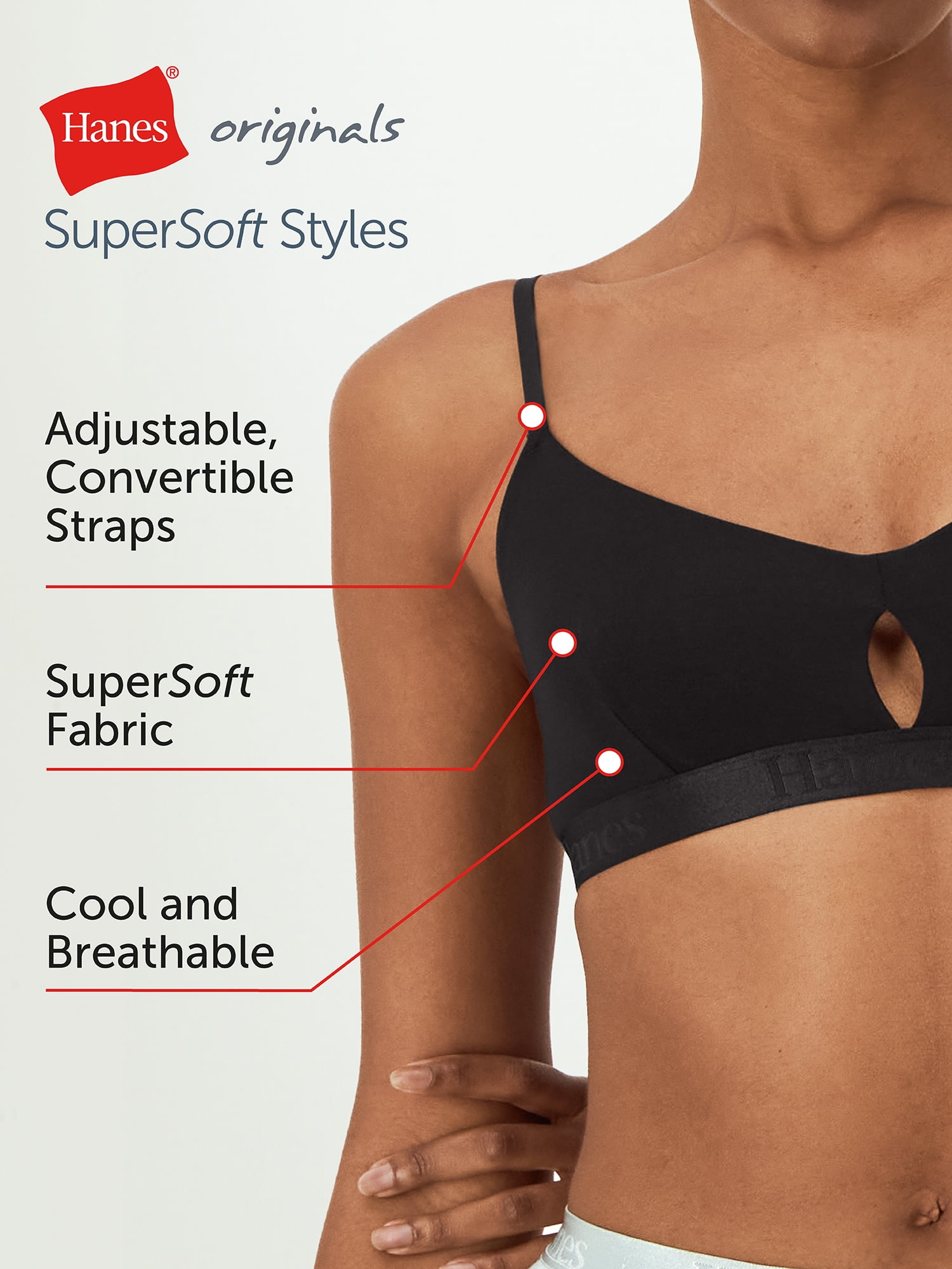 Hanes Originals Women's Supersoft Scoop Bralette