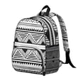thumbnail image 2 of Artistic Student Backpack – Vintage Fashion with Abstract Tribal Style, Ink and Sketch Geometric Plaid Design, Rustic Aesthetic Bag, 2 of 5