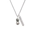 thumbnail image 2 of Delight Jewelry Antiqued Bunny Head Silvertone Balance Bar Charm Necklace, 23", 2 of 4