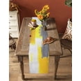 thumbnail image 5 of Ldtrchee Yellow Grey Table Runner 72 Inches, Abstract Oil Painted Modern Geometric Bed Runner Dresser Scarves Tabletop for Indoor Outdoor Parties/Ceremony/Banquet, 18" x 72", 5 of 8