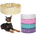 thumbnail image 1 of 1Pack Rhinestones Dog Collars-2" Wide Crystal Diamonds Studded PU Leather 5 Rows Sparkly Crystal Studded Collar for Medium and Large Dog, 1 of 6