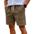thumbnail image 6 of Domuza Mens Casual Shorts Drawstring Waffle Shorts Stretch Elastic Waist Summer Beach Lounge Sweat Shorts with Pockets Brown 3XL, 6 of 6