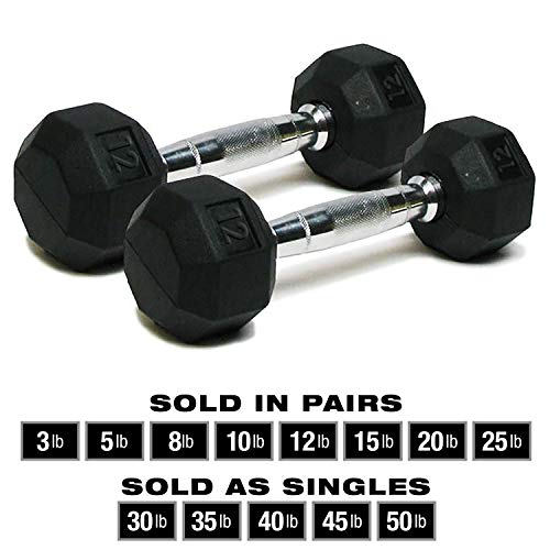 SPRI Deluxe Rubber Dumbbells - 12Lb
