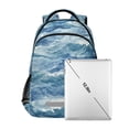 thumbnail image 7 of FORMRS Unisex Backpack Elementary School Travel Bookbag with Reflective Stripes, Blue Watercolor Ocean Waves, 7 of 7