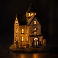 thumbnail image 5 of Liamobondopolis Light Up White Ceramic Spooky Mansion Figurine with Ghost Pumpkin Tombstone Decor for Halloween Tabletop Fireplace Mantel Farmhouse Holiday Decor 8 In, 5 of 7