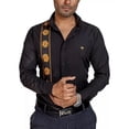 thumbnail image 2 of Camisa Hombre Casual Negra Franja Flores Cempasuchil Moon Ra, 2 of 6