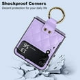 thumbnail image 5 of Case for Samsung Galaxy Z Flip 3 with Ring, Luxury Soft Rhomboid for Women Men PU Leather + Hard PC Shell Ultra Thin Slim Durable Shockproof Protective Cover for Galaxy Z Flip 3 5G Purple, 5 of 14