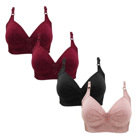 Clearance Sales Today Deals! TMOYZQ 4 PC Wireless Support Bras for Women Full Coverage And Lift Plus Size Bras Post-Surgery Bras Wirefree Bralette Minimizer Bra for Everyday Comfort