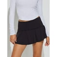 thumbnail image 2 of Cenuakty Women's Solid Color Fashion Mini Skirts Ruched Waist  Skirts Spring Summer Casual Short Skirts, 2 of 6
