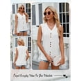thumbnail image 7 of Hibeli Women's Eyelet V-Neck Buttoned Sleeveless Solid Color Tank Top, 7 of 7
