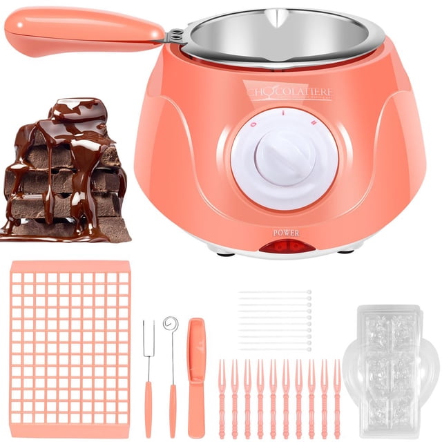 HLONK Chocolate Melting Pot 250ml Electric Chocolate Melter 2-Speed Adjustable Temperature Chocolate Tempering Machine Easy Use Chocolate Melter Pots Practical Cheese Melting Pot Melting