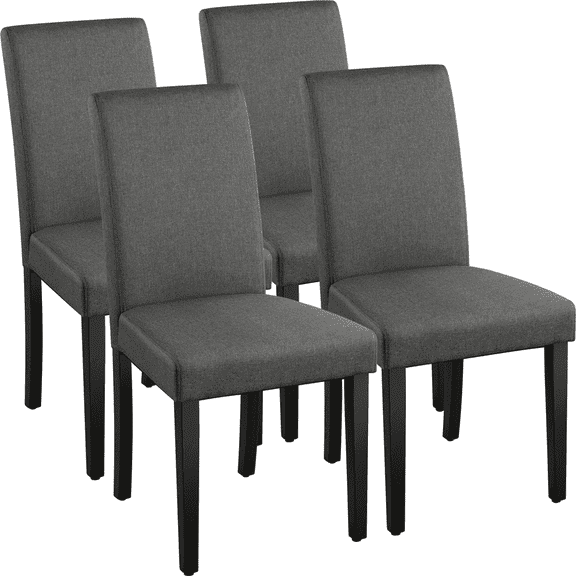 Yaheetech 4pcs Parson Fabric Upholstered Dining Chairs with Solid Wood Legs, Dark Gray