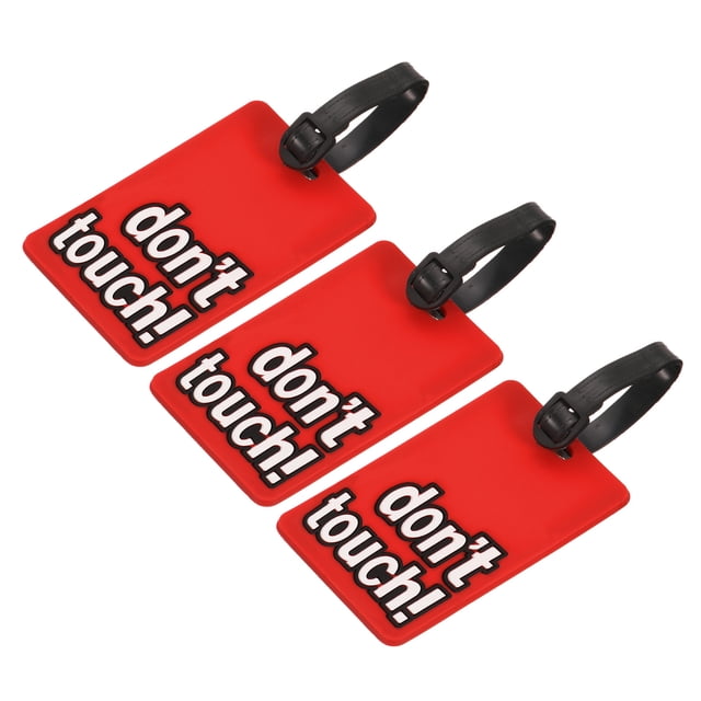 Equipaje Etiqueta, PVC Identificador Tarjeta Soporte Etiqueta, No Tocar Patrón Viaje Bolso Etiqueta con Ajustable Correa para Equipaje Maleta, Rojo Paquete de 3