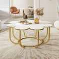thumbnail image 6 of Tribesigns Coffee Table, 39.37-Inch Modern Accent Center Piece with Flower-Shaped Faux Marble Tabletop for Living Room, Bedroom, Lounge, White & Gold, 6 of 7