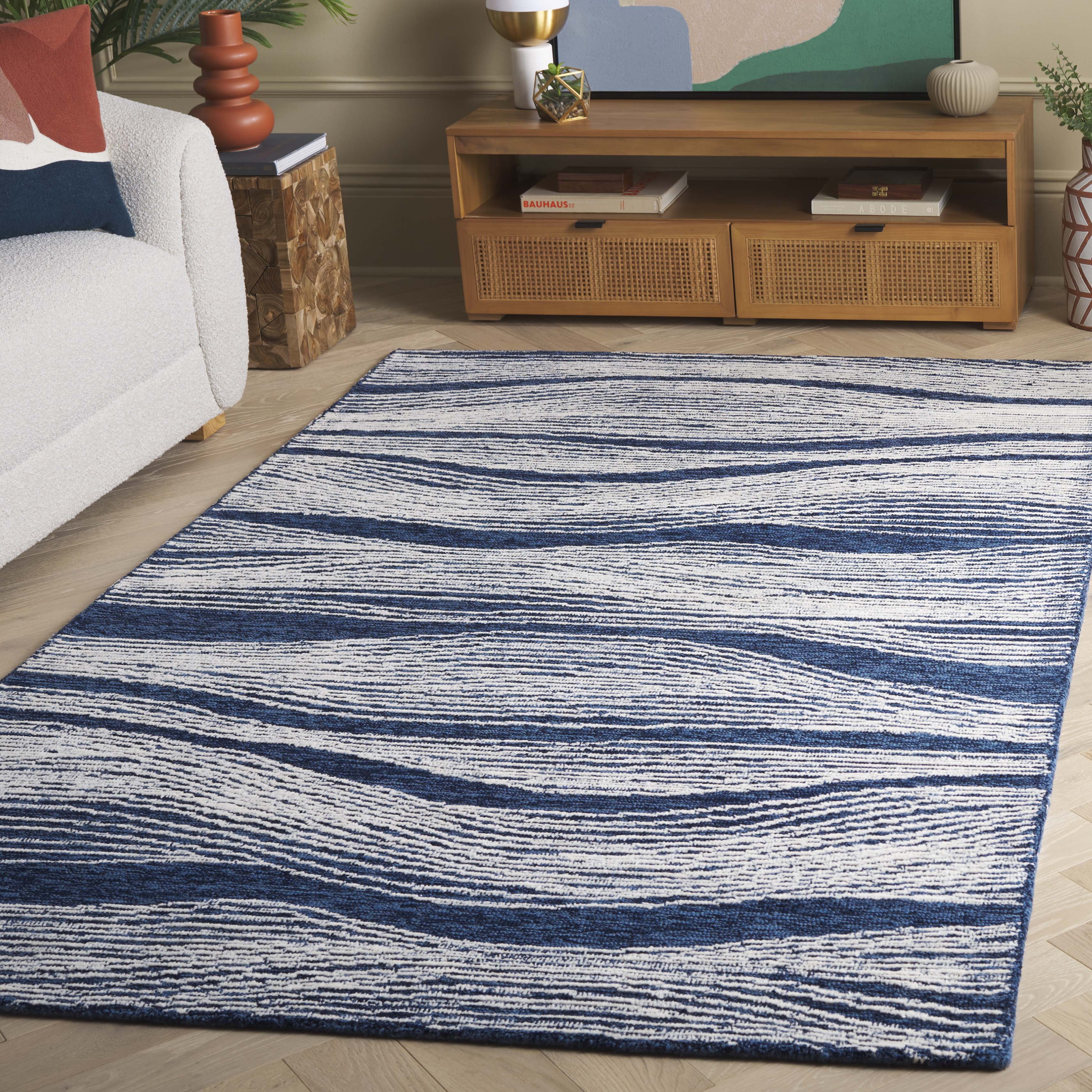 SAFAVIEH Metro Bridget Abstract Area Rug, Navy/Ivory, 6' x 9'