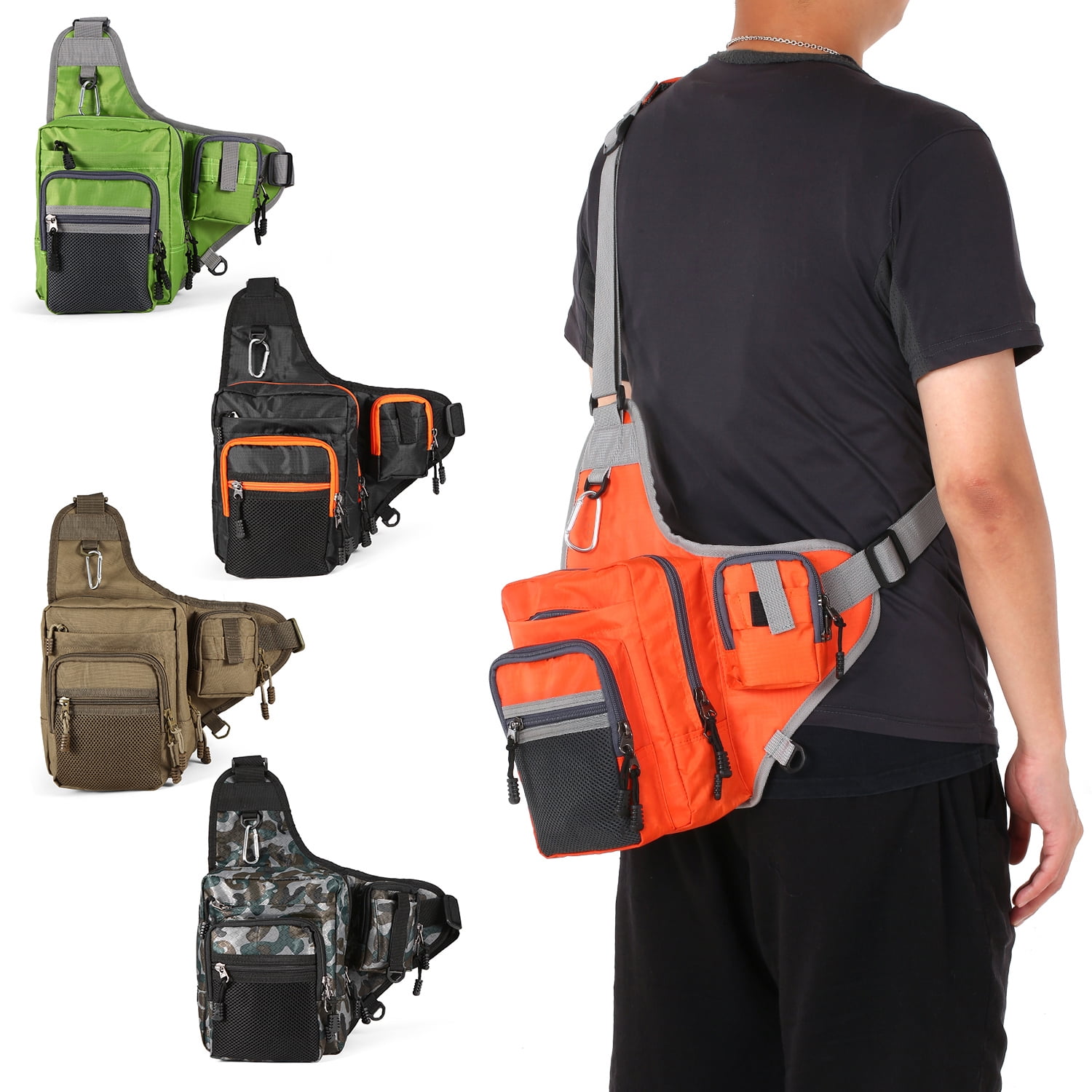 Elowen fishing equipment Fishing 32x39x12CM Fishing Bag Multi-Purpose Waterproof Fishing Reel Lure Tackle Bag