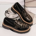 thumbnail image 3 of Xucatan Women's Fashionable Croco Pattern Patent Leather Loafers with Glossy Finish, Chunky Thick Sole for Subtle Height, Slip-On Low Heel Comfortable Flats Gift, 3 of 9