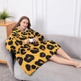 thumbnail image 5 of Oversized Wearable Blanket Hoodie,Yellow and Black Of Leopard Print Sherpa Blanket Hoodie with Super Pockets,Super Warm Fuzzy Pullover for Women & Men, 5 of 6