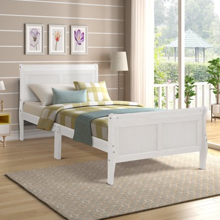 New Twin Headboard And Footboard White Wood Platform Bed Frame