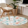 thumbnail image 4 of Round Rugs 3.3Ft, Teal Red Seahorse Coastal Round Area Rug Washable Indoor Throw Carpet, Vintage Nautical Beach Coral Starfish Soft Non Slip Circle Rug for Laundry Room Patio Home Decor Aesthetic, 4 of 8