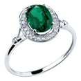 thumbnail image 2 of 10k White Solid Gold Oval Created Emerald and Natural Diamond Halo Birthstone Engagement Ring, 2 of 5