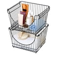 thumbnail image 3 of Smart Design Stacking Baskets Organizer - Large (12.63 x 8.5 Inch) - w/ Handle - Steel Metal - Food, Fruit, & Vegetable Safe - Kitchen - Set of 2 (Black), 3 of 3