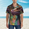 thumbnail image 2 of Xecao Rainbow Scales Fantasy Dragon Print Hawaiian shirt - A Stylish Short-Sleeve Button-Down for Men, Perfect for Casual Beach and Tropical Outings.,3X-Large, 2 of 7