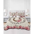 thumbnail image 2 of Quilts Queen Size Bedding Set, Pink Roses Reversible Summer Quilt 3 Pieces, Spring Horseshoes Floral Leaves Rustic Lightweight Bedspreads Coverlets with 2 Pillow Shams for All Seasons, 2 of 5