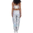 thumbnail image 4 of Workout Casual Pants for Women Glitter Trousers Silver Metallic Trousers Colour Streetwear Shiny Jogging Bottoms Fashion Shiny Elastic Waistband Trousers 70S 80S Outfit Pants Xl, 4 of 5