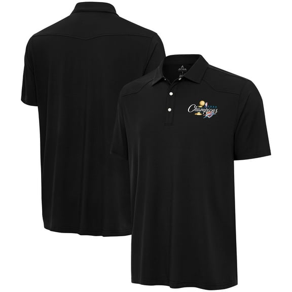 Men's Antigua Black Oklahoma City Thunder 2025 NBA Finals Champions Western Polo