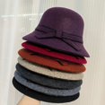 thumbnail image 2 of CoCopeaunts Bucket Hats for Women Versatile Simple Solid Color Fashion Bowknot Belt Ladies Fisherman Hat Winter Wool Keep Warm, 2 of 8