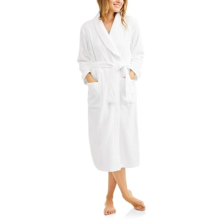 Women's 48" Spa Robe with Shawl Collar and 2 Patch Pockets in Double Terry Pile