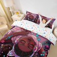 thumbnail image 3 of Castle Fairy Stylish Black Girl Twin Duvet Cover,Music Makeup Print Twin Bedding,Purple,1 Duvet Cover and 1 Pillowcase, 3 of 6