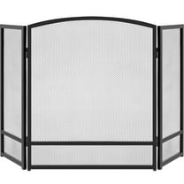 Best Choice Products 47.5x27.25in 3-Panel Steel Mesh Fireplace Screen, Spark Guard w/ Rustic Worn Finish - Black