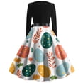 thumbnail image 3 of HOXZODT Womens Easter Dress 2026 Long Sleeve A-Line Zipper Dresses for Women Holiday Bunny Egg Print Spring Dress, Dark Green, L, 3 of 4