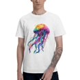thumbnail image 2 of Colorful Jellyfish T-Shirt for Men Cotton 100% Summer Tops Women Fashion Casual Short Sleeves Round Collar Short-Sleeve Couple Top Tees, 2 of 7