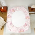 thumbnail image 5 of Manfei Kawaii Rainbow Queen Sheet Sets,Pink Lovea Stras Flat Sheet,Dreamy Fairy Tale Style Queen Fitted Sheet For Girls,Super Cozy Room Decor,4-Piece, 5 of 7