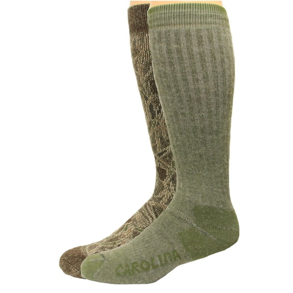 Carolion Ultimate Outdoor Obsession Merino Blend Crew Socks 2 Pair, Brown/Green, Men's 9-13