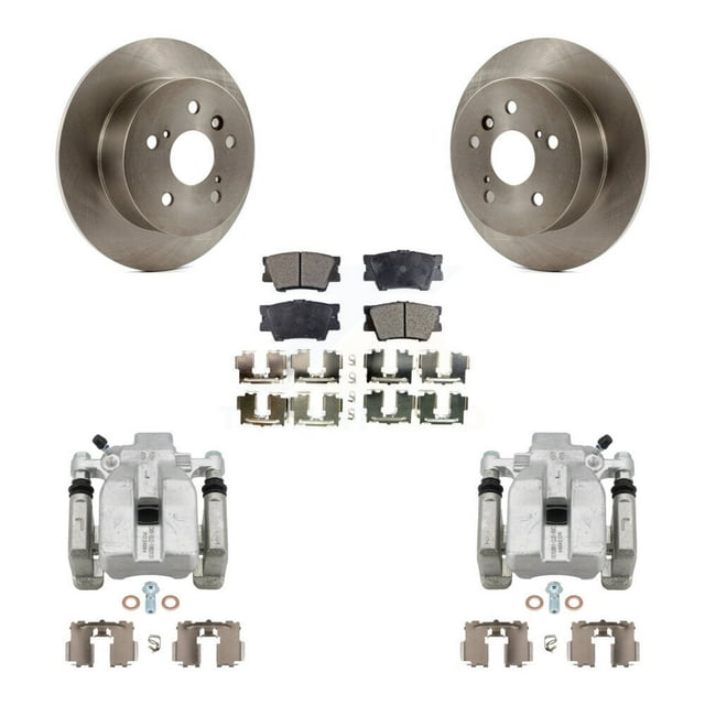 Transit Auto Rear Disc Brake Caliper Rotors and Semi-Metallic Pads Kit for Car Toyota Camry Lexus ES350 Avalon KC8-100636P