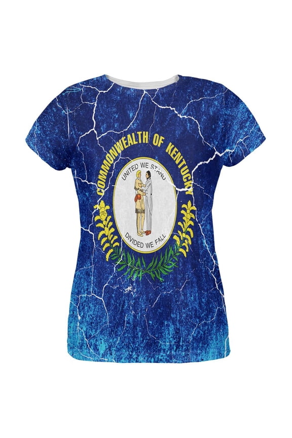 Kentucky Vintage Distressed State Flag All Over Womens T Shirt Multi SM