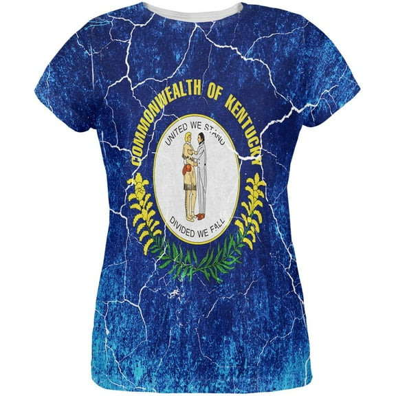 Kentucky Vintage Distressed State Flag All Over Womens T Shirt Multi SM