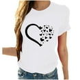 thumbnail image 2 of Sakmal Womens Plus Size Tops Short Sleeve White Graphic Crew Neck T-Shirts Womens Shirts for Summer, 2 of 6