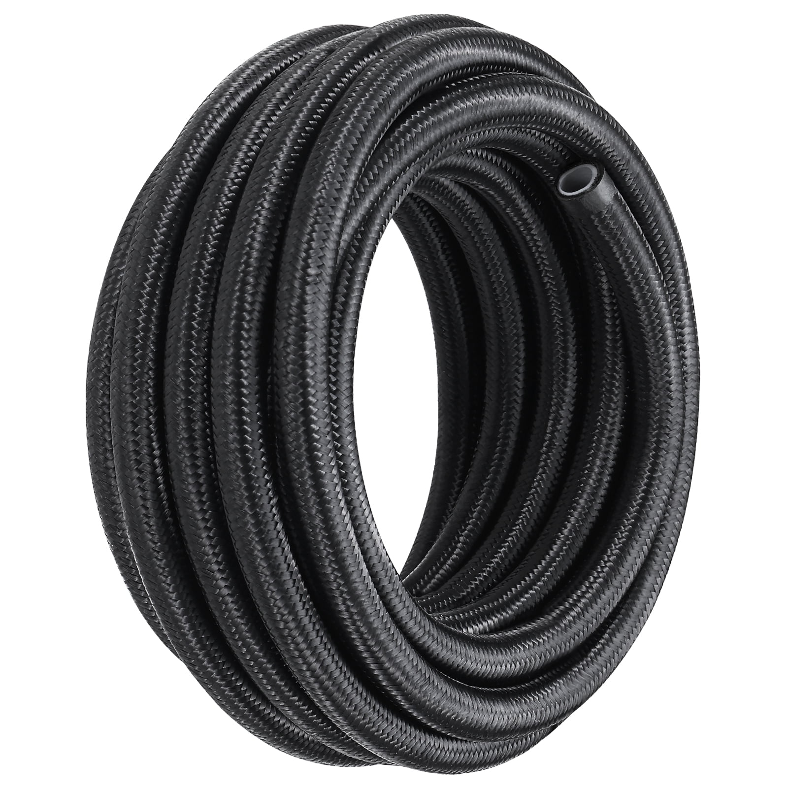 VEVOR 6AN Fuel Line Kit, 25 FT Fuel Hose Kit, 5/16" Nylon Stainless Steel Braided PTFE Fuel Line Kit, E85/Oil/Gas/Diesel Hose End Fitting Kit, with 15 PCS Swivel Fitting Adapter Kit, Black