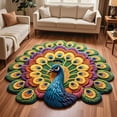thumbnail image 2 of Peacock Shaped Area Rug Soft Surface Non Slip Backing Decorative Floor Mat for Living Room Bedroom Entryway, 2 of 7