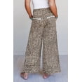 thumbnail image 2 of Women's Khaki Animal Print Wide Leg Pants – Casual Leopard Print Trousers for Daily Wear, XL, 2 of 12